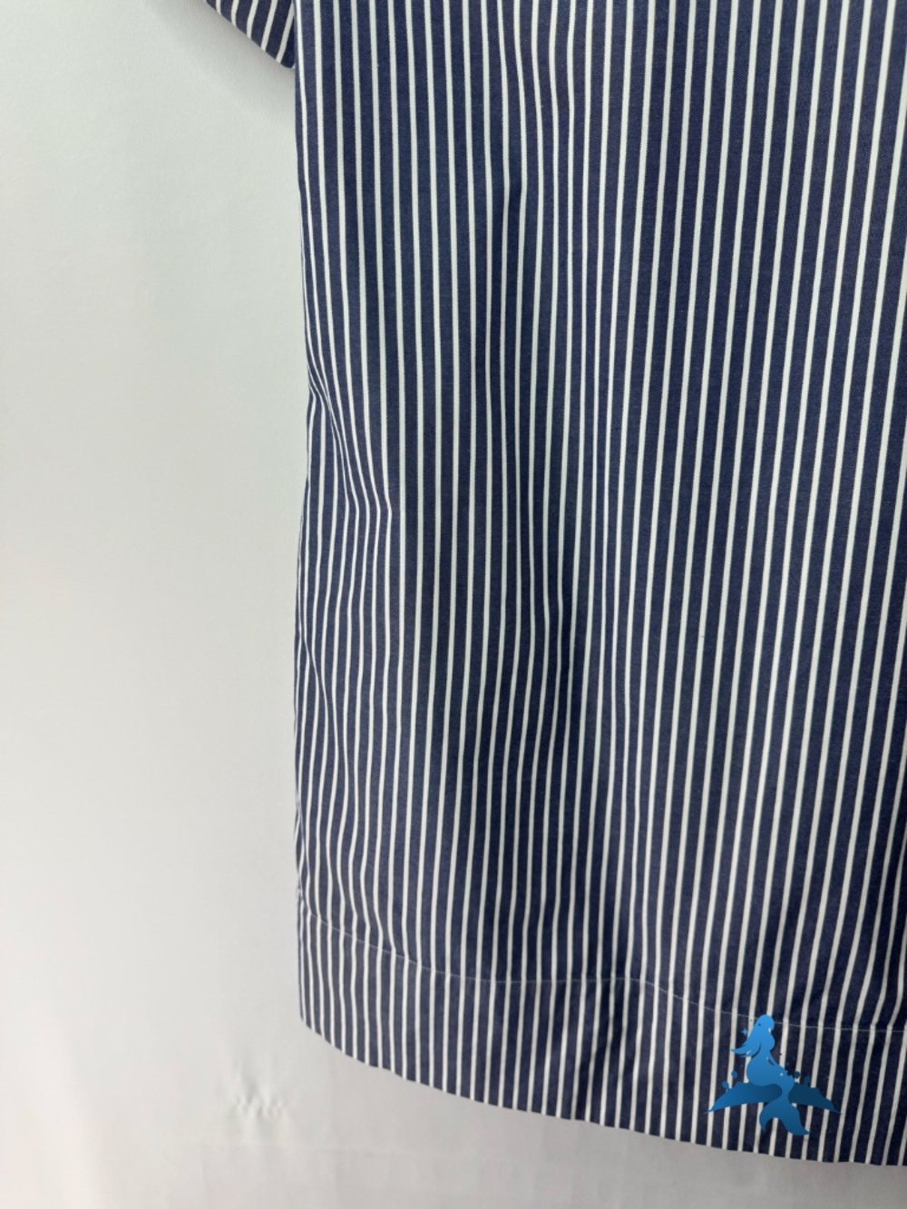 1307 - Everlane Striped Shirt Dress - Band Collar - Size 0 - Blue White - Picture 12 of 15